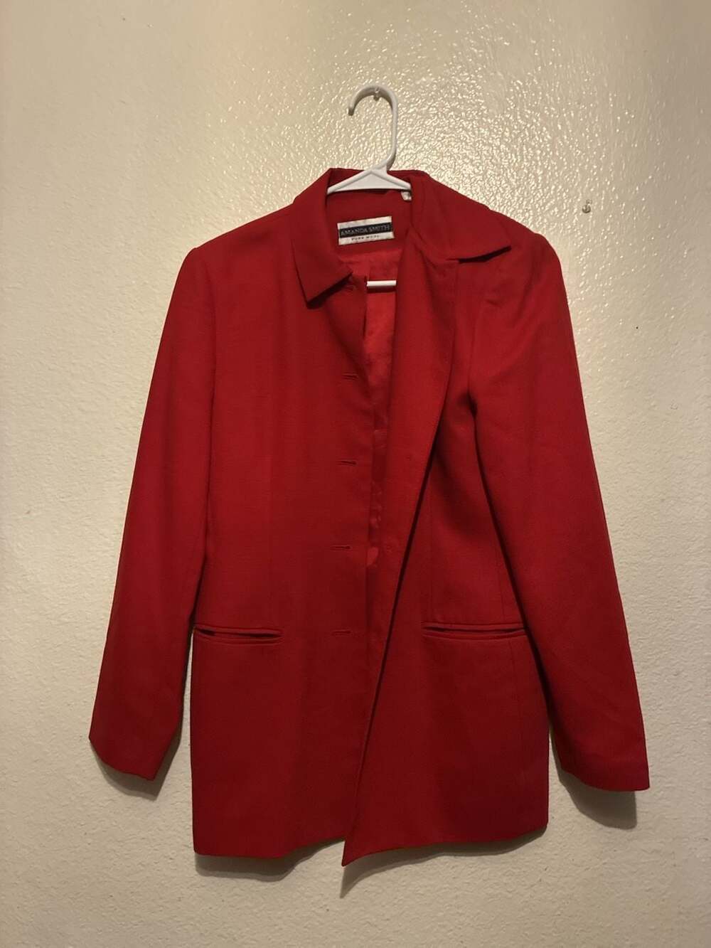 Amanda Smith Women's Pure New Wool Blazer Jacket in Red